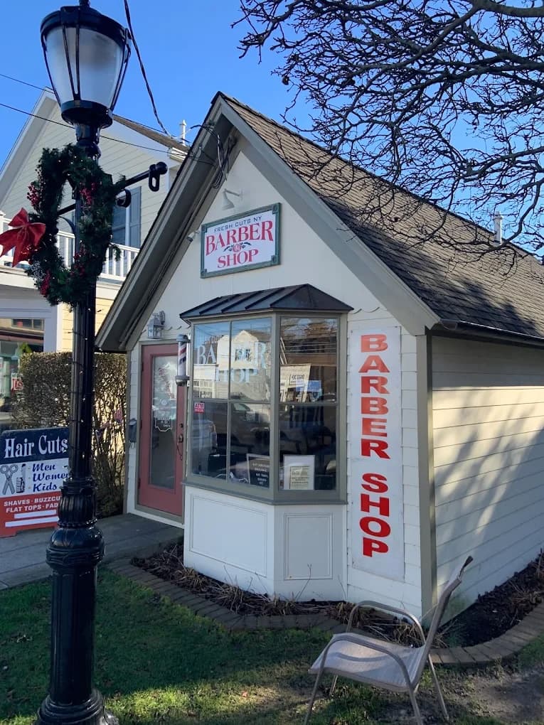 Fresh Cuts NY Barber Shop storefront on Montauk Highway in Eastport